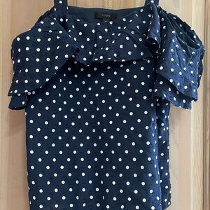 J. Crew Blue Ruffled Sleeveless Blouse
